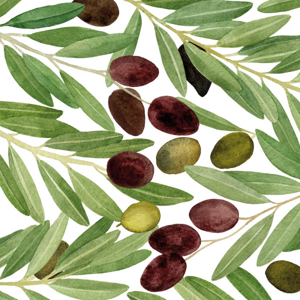 Olives & White Napkins 33x33 cm