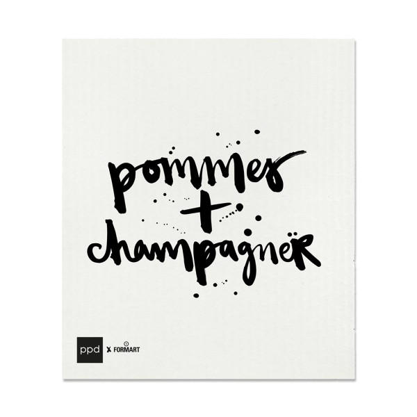 Pommes + Champagner dishcloth, Made in Sweden