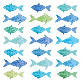 Aquarell Fishes Lunch Napkins 33x33 cm