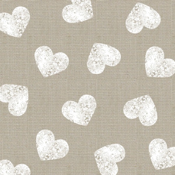 Fashion Hearts taupe white Lunch Napkins 33x33 cm