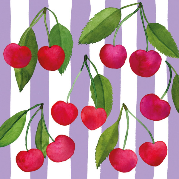 Cherry & Stripes Napkins 33x33 cm