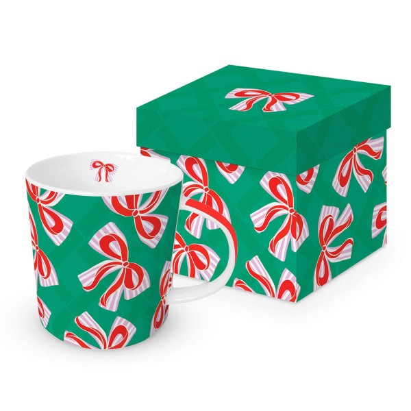 Bows green Mug in gift box New Bone China 400 ml
