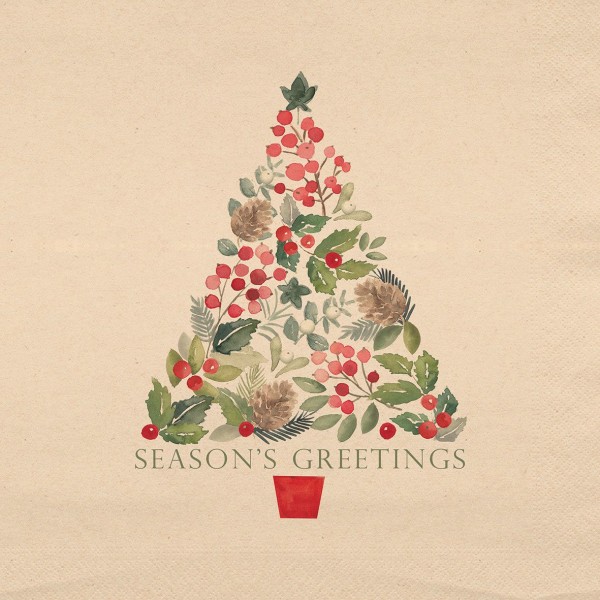 Merry Greetings white Napkins 33x33 cm