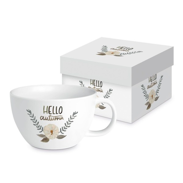 Hello autumn XXL Mug in matte und in gift box New Bone China, 550ml