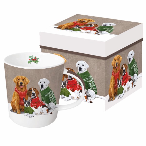 Sweater Dogs Trend Mug in a matching square gift box 350ml New Bone China