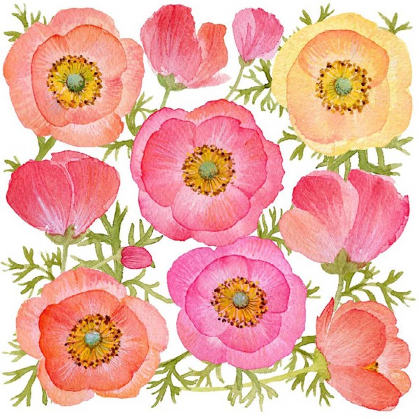 Poppy Paradise Lunch Napkins 33x33