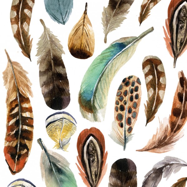 Aquarell Feathers Lunch Napkins 33x33 cm
