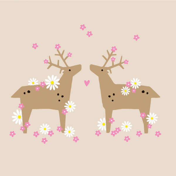Flower Deers Napkins 33x33 cm