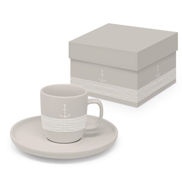 Pure Anchor taupe Espresso Mug matte in gift box, New Bone China, 100ml