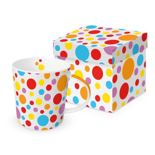Dots multicolor Mug in gift box 350ml New Bone China