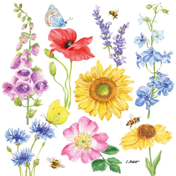 Flowers & Bees Lunch Napkins 33x33 cm