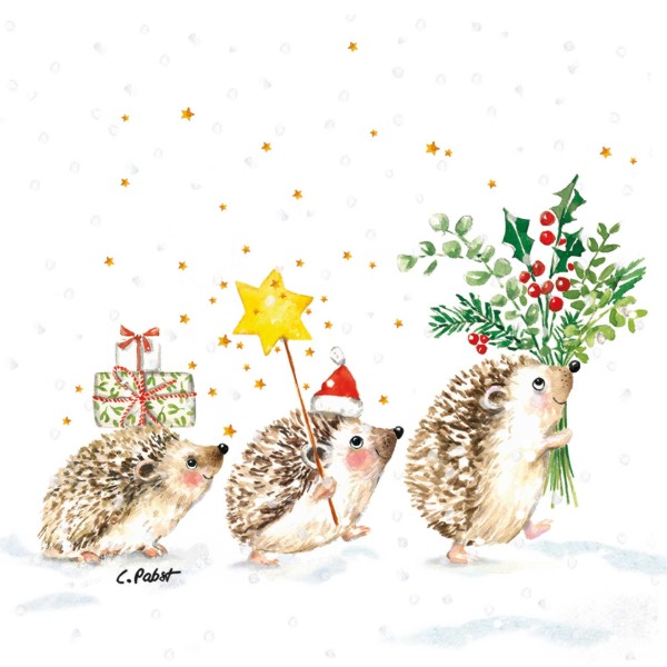 Christmas Hedgehogs Lunch Napkins 33x33 cm