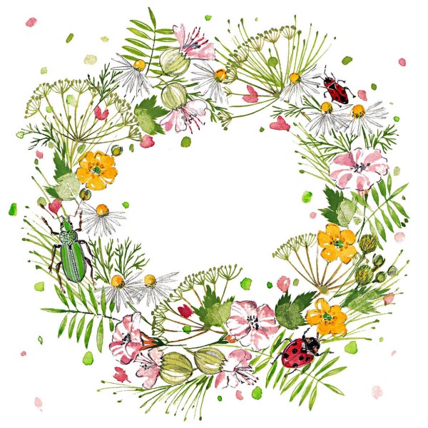 Wild Flower Wreath Blossoms Lunch Napkins 33x33