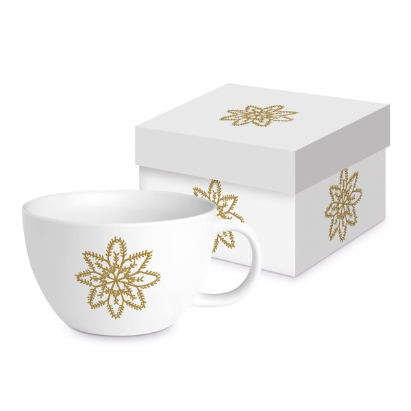 Atelier Cristal embossé or XXL Mug in matte und in gift box New Bone China, 550ml