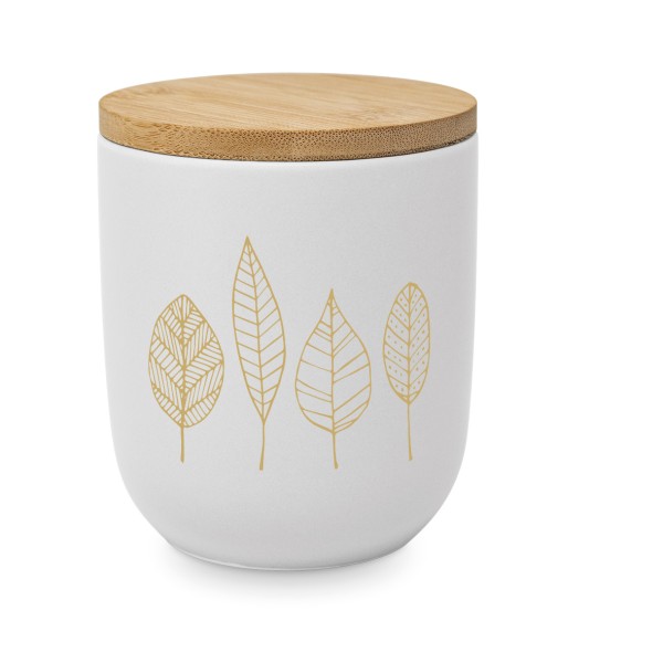 Pure Gold Leaves anthracite Storage Jar matte New Bone China 0,35l