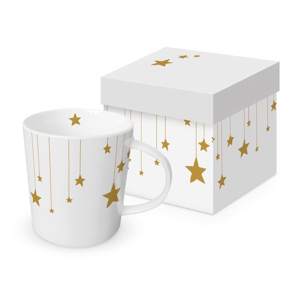 Stars on Canvas white Mug in gift box New Bone China 400 ml