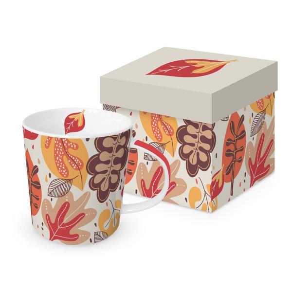 Autumn Oak Trend Mug in a matching square gift box 350ml New Bone China