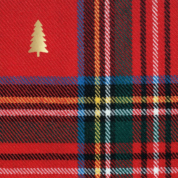 Check and Christmas Tree Lunch Napkins 33x33 cm