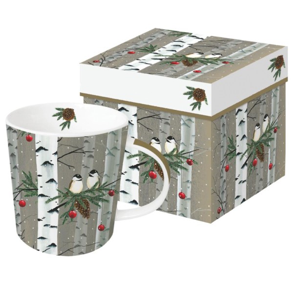 Birch & Birds Mug in gift box 350ml New Bone China