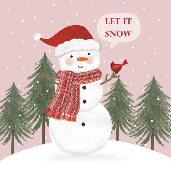 Snowman in Rosé Lunch Napkins 33x33 cm