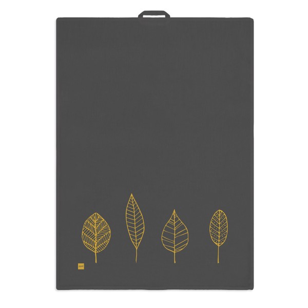 Pure Gold Leaves anthracite kitchen towel, Made in Sweden
