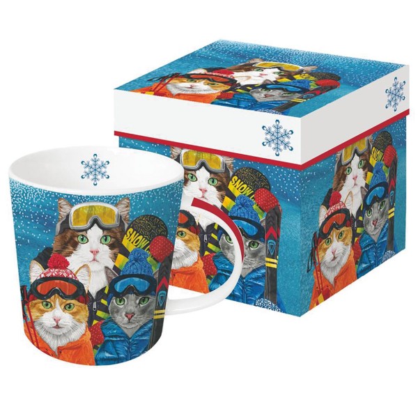 Ski Cats Mug in gift box New Bone China 400 ml