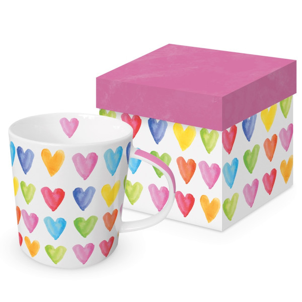 Aquarell Hearts Mug in gift box New Bone China 400 ml