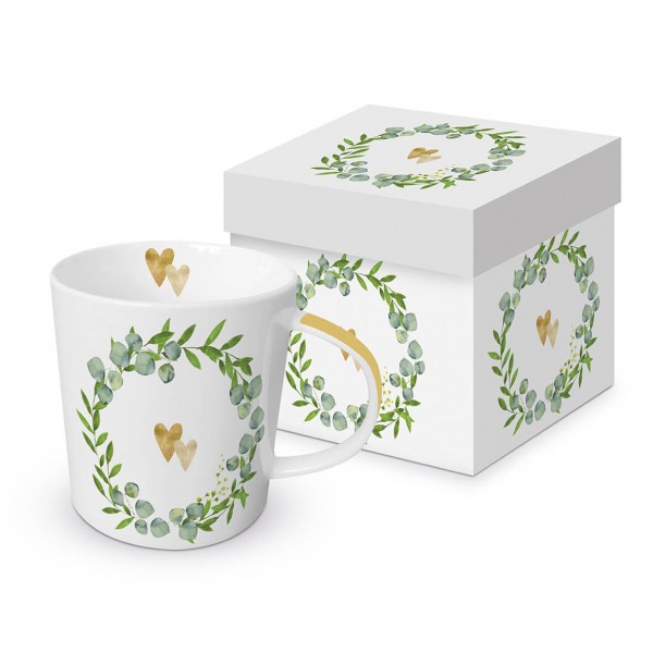 Two Hearts Mug in gift box 350ml New Bone China