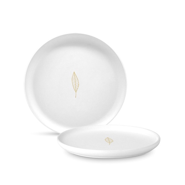 Pure Gold Leaves Plate, New Bone China Ø 21cm
