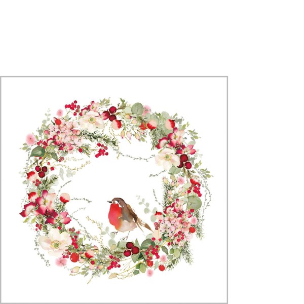 Beautiful Christmas Wreath Cocktail Napkins 25x25 cm