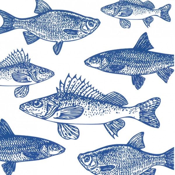 Graphic Fishes marine Lunch Napkins 33x33 cm