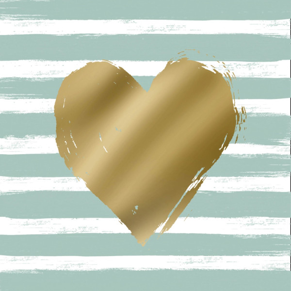 Heart & Stripes eucalyptus Napkins 33x33 cm