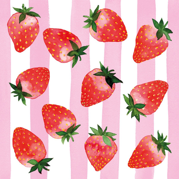 Strawberry & Stripes Cocktail Napkins 25x25 cm