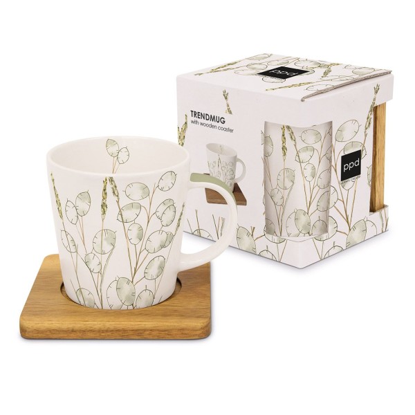 Celerina nature Trend Mug in a matching square gift box 350ml New Bone China