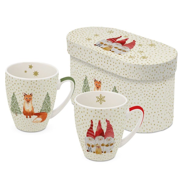 Snowflakes Mugs set of 2 in gift box 350ml New Bone China