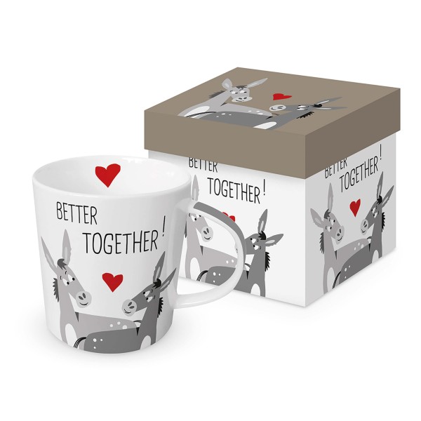 Donkey Love Trend Mug in a matching square gift box 350ml New Bone China