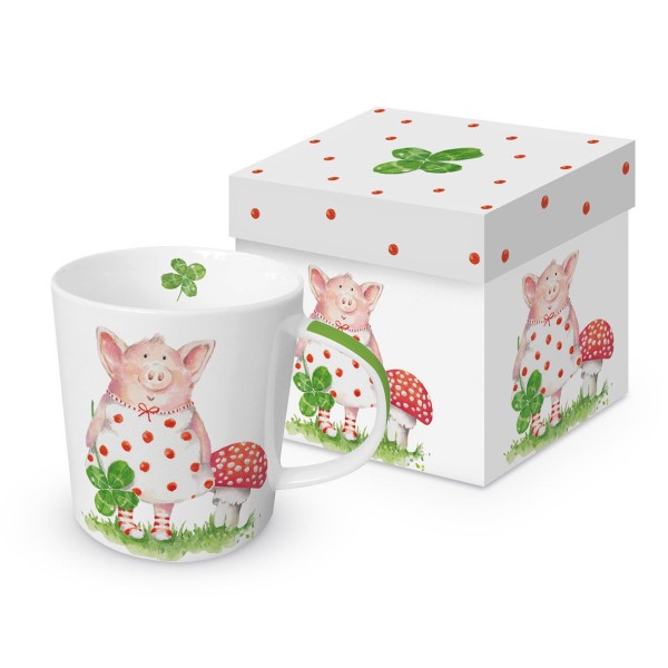 Lucky Piggy Mug in gift box New Bone China 400 ml