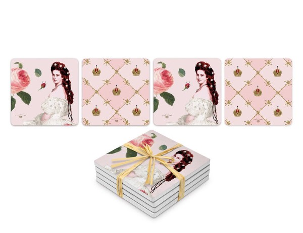 Sisi and Vienna Untersetzer 10 x 10 cm aus Dolomitstein 4er Set