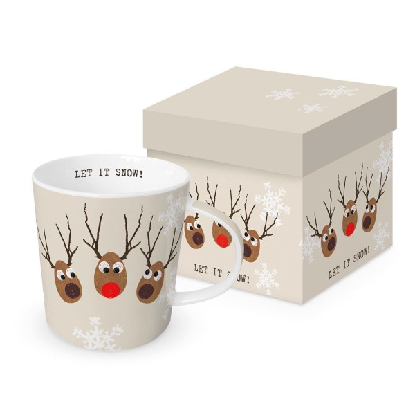 Let it Snow! cream Mug in gift box New Bone China 400 ml