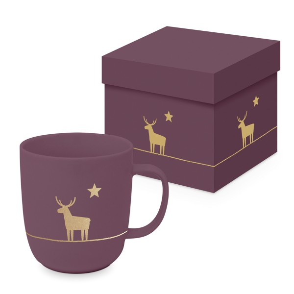 Pure Deer mauve Mug matte in gift box 350ml New Bone China