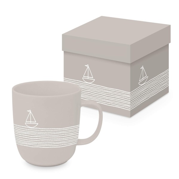 Pure Sailing taupe Mug matte in gift box 350ml New Bone China