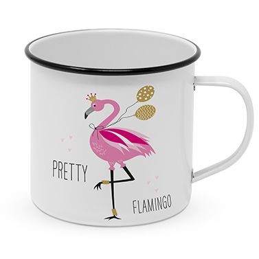 Pretty Flamingo Happy Metal Mug 400ml