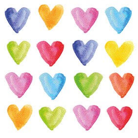 Aquarell Hearts Cocktail Napkins 25x25 cm