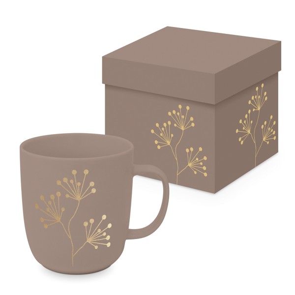 Pure Gold Berries chocolate Mug matte in gift box 350ml New Bone China