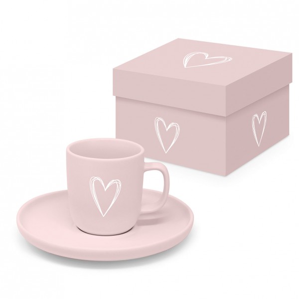 Pure Heart rosé Espresso Mug matte in gift box, New Bone China, 100ml